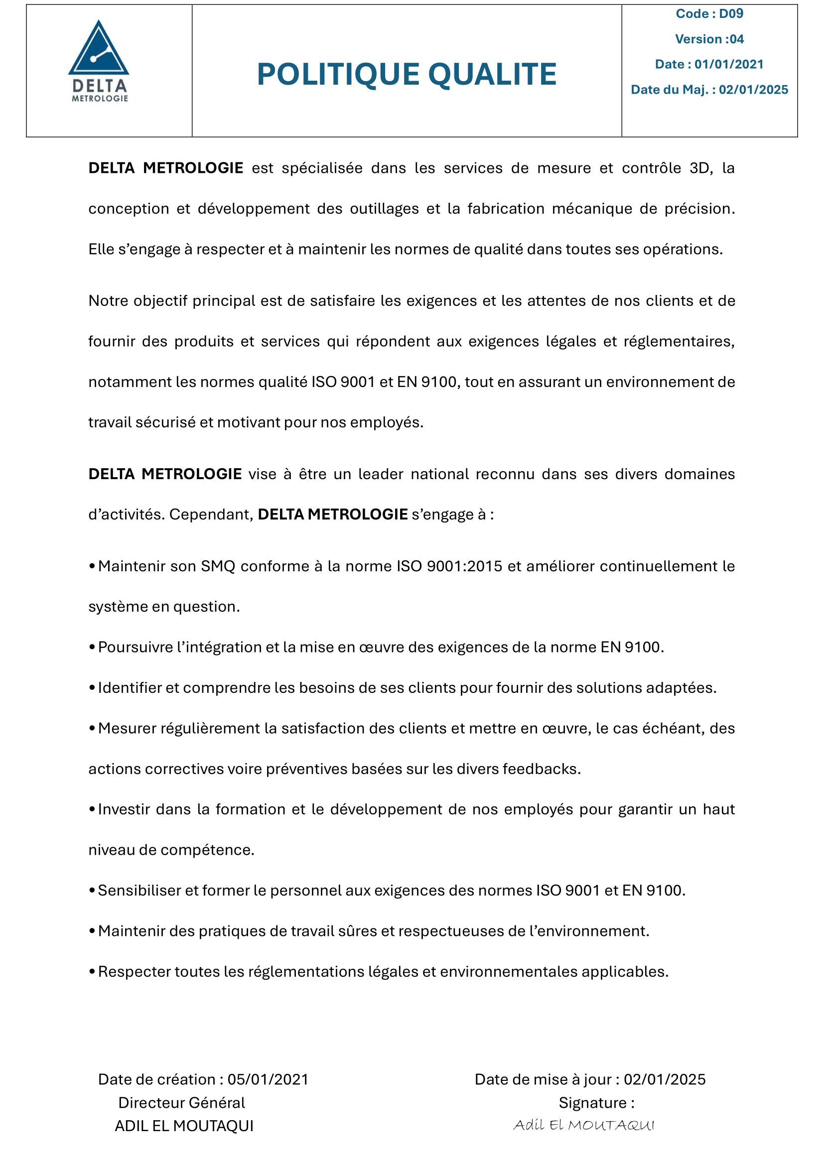 politique qualite